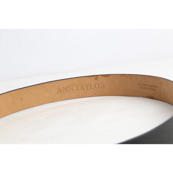 ANN TAYLOR Belt Black Genuine Leather Round Buckle Size S - Picture 3 of 7